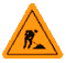 A spinning triangle depicting a construction worker digging.